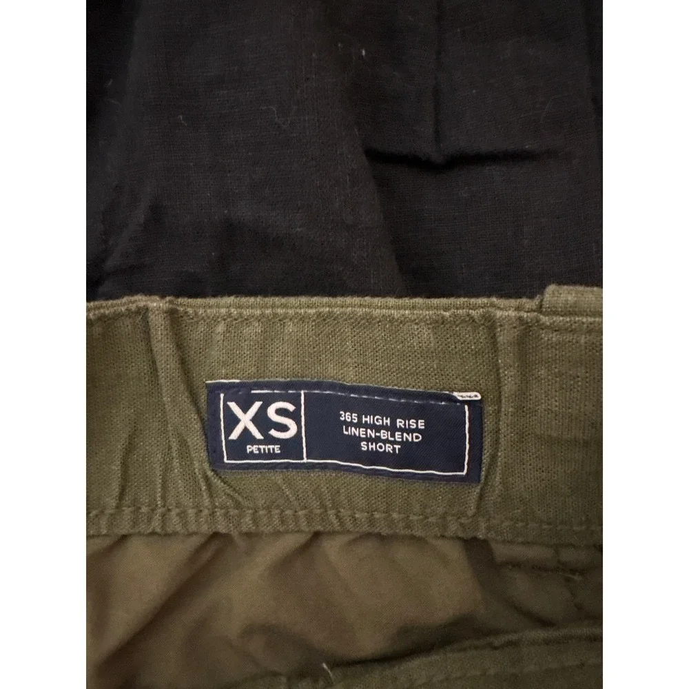 Gap 365 High Rise Linen Blend Shorts Bundle XS Petite Black Olive Green Pleated